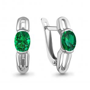 Серебряные серьги AQUAMARINE с гидротермальным изумрудом А400706П фото