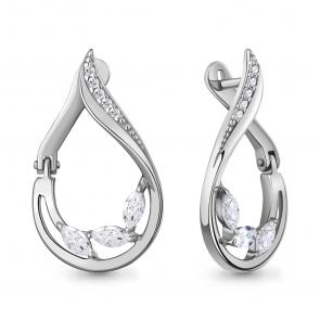 Серебряные серьги AQUAMARINE с фианитом А400720А фото