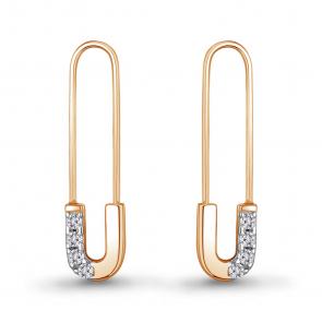 Серьги из золочёного серебра AQUAMARINE с фианитом А400740А-п фото