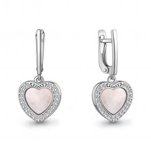 Серебряные серьги AQUAMARINE с фианитом и перламутром А400764А фото