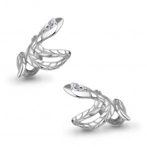 Одиночная серьга Символ года Змея из серебра AQUAMARINE с фианитом А400799 фото