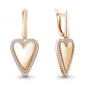 Серьги из золочёного серебра AQUAMARINE с фианитом А400808А-п фото