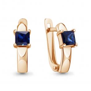 Серьги из золочёного серебра AQUAMARINE с гидротермальным сапфиром А400813Н-п фото