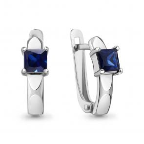 Серебряные серьги AQUAMARINE с гидротермальным сапфиром А400813Н фото