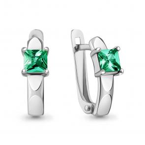 Серебряные серьги AQUAMARINE с гидротермальным изумрудом А400813П фото