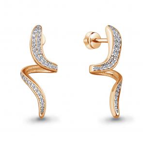Серьги Символ года Змея  из золочёного серебра AQUAMARINE с фианитом А400841А-п фото