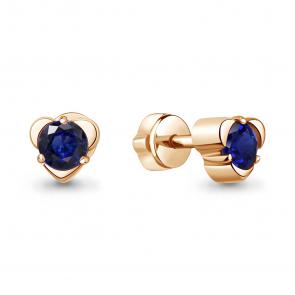 Серьги из золочёного серебра AQUAMARINE с гидротермальным сапфиром А400963Н-п фото