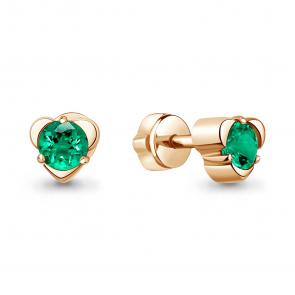 Серьги из золочёного серебра AQUAMARINE с гидротермальным изумрудом А400963П-п фото