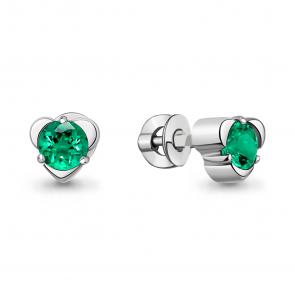 Серебряные серьги AQUAMARINE с гидротермальным изумрудом А400963П фото