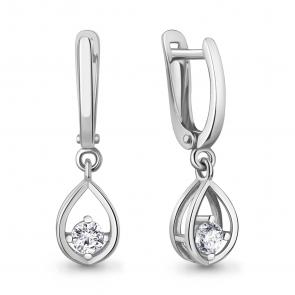 Серебряные серьги AQUAMARINE с фианитом А401006А фото