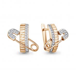 Серьги из золочёного серебра AQUAMARINE с фианитом А401015А-пк фото