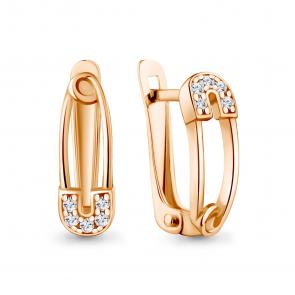 Серьги из золочёного серебра AQUAMARINE с фианитом А401016А-п фото