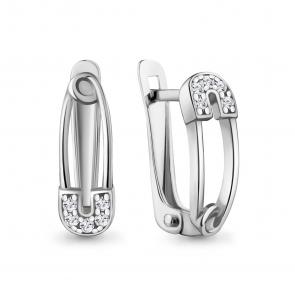 Серебряные серьги AQUAMARINE с фианитом А401016А фото