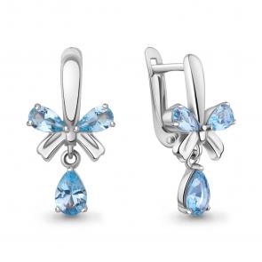 Серебряные серьги AQUAMARINE с топазом А401135Н фото