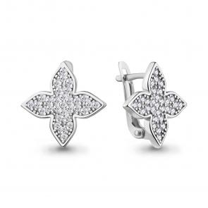 Серебряные серьги AQUAMARINE с фианитом А401141А фото