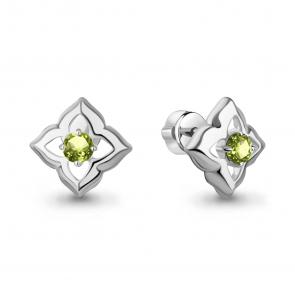 Серебряные серьги AQUAMARINE с хризолитом А40115207 фото