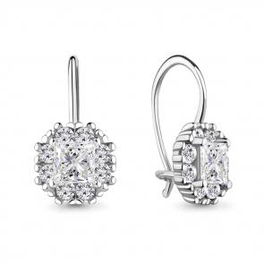 Серебряные серьги AQUAMARINE с фианитом А40966А фото