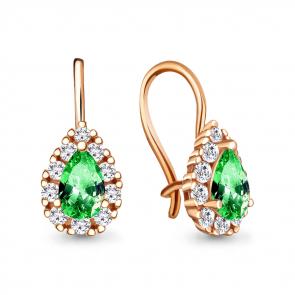 Серьги из золочёного серебра AQUAMARINE с фианитом и ювелирным кристаллом А40968Г-п фото