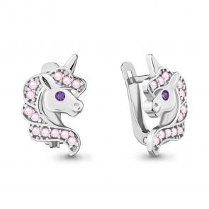 Серебряные серьги AQUAMARINE с фианитом А41495ВД фото