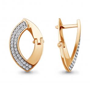 Серьги из золочёного серебра AQUAMARINE с фианитом А41727А-п фото