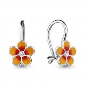 Серебряные серьги AQUAMARINE с фианитом и эмалью А42206А фото