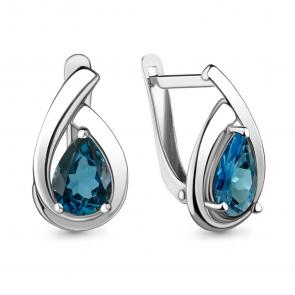 Серебряные серьги AQUAMARINE с Лондон топазом А4241208 фото