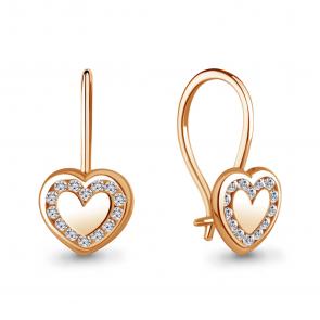 Серьги из золочёного серебра AQUAMARINE с фианитом А42685А-п фото