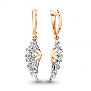 Серьги из золочёного серебра AQUAMARINE с фианитом А42732А-п фото