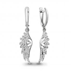 Серебряные серьги AQUAMARINE с фианитом А42732А фото