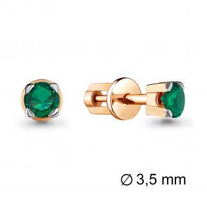 Серьги из золочёного серебра AQUAMARINE с гидротермальным изумрудом А42891Г-пк фото