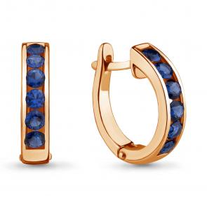 Серьги из золочёного серебра AQUAMARINE с гидротермальным сапфиром А42894Б-п фото