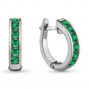 Серебряные серьги AQUAMARINE с гидротермальным изумрудом А42894Г фото