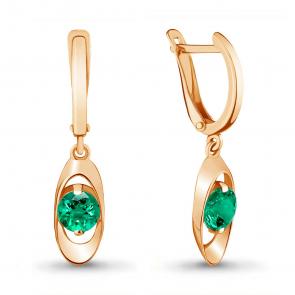 Серьги из золочёного серебра AQUAMARINE с гидротермальным изумрудом А42898П-п фото