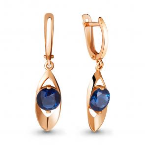 Серьги из золочёного серебра AQUAMARINE с гидротермальным сапфиром А42899Н-п фото