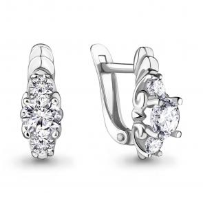 Серебряные серьги AQUAMARINE с фианитом А42975 фото