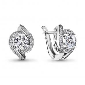 Серебряные серьги AQUAMARINE с фианитом А42977А фото