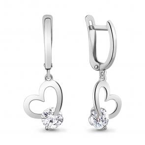 Серебряные серьги AQUAMARINE с фианитом А43061 фото