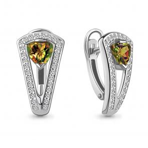 Серебряные серьги AQUAMARINE с фианитом и султанитом А4324219А фото