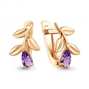 Серьги из золочёного серебра AQUAMARINE с аметистом А4325904-п фото