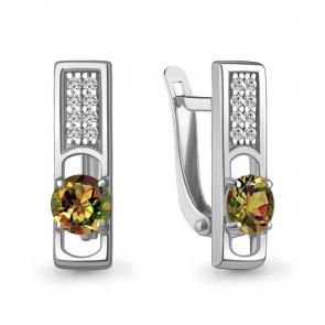 Серебряные серьги AQUAMARINE с фианитом и султанитом А4326119А фото