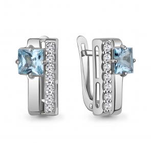 Серебряные серьги AQUAMARINE с топазом и фианитом А4326405А фото