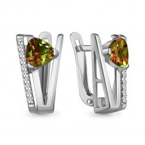 Серебряные серьги AQUAMARINE с фианитом и султанитом А4326519А фото