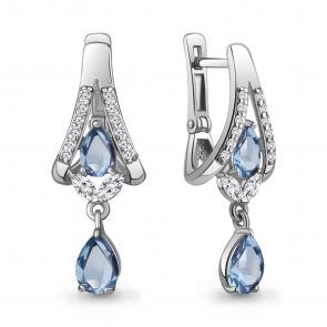 Серебряные серьги AQUAMARINE с топазом и фианитом А4327805А фото