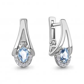Серебряные серьги AQUAMARINE с топазом и фианитом А4328805А фото