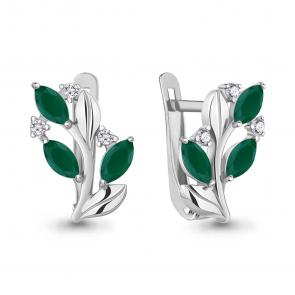 Серебряные серьги AQUAMARINE с фианитом и агатом А4329009А фото