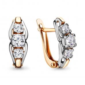 Серьги из золочёного серебра AQUAMARINE с Swarovski А43428-пк фото