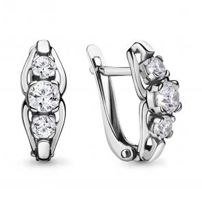 Серебряные серьги AQUAMARINE с Swarovski А43428А фото