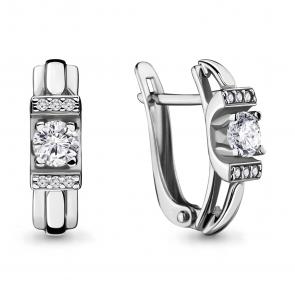 Серебряные серьги AQUAMARINE с фианитом и Swarovski А43431 фото