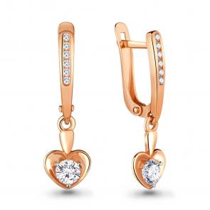 Серьги из золочёного серебра AQUAMARINE с фианитом и Swarovski А43433А-п фото