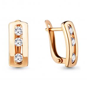 Серьги из золочёного серебра AQUAMARINE с Swarovski А43436-п фото